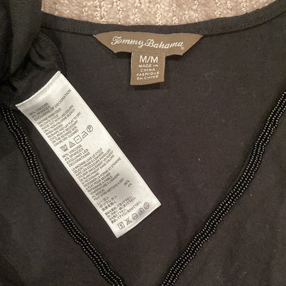 Tommy Bahama black viscose beaded neckline dress, Sz M - Picture 5 of 5